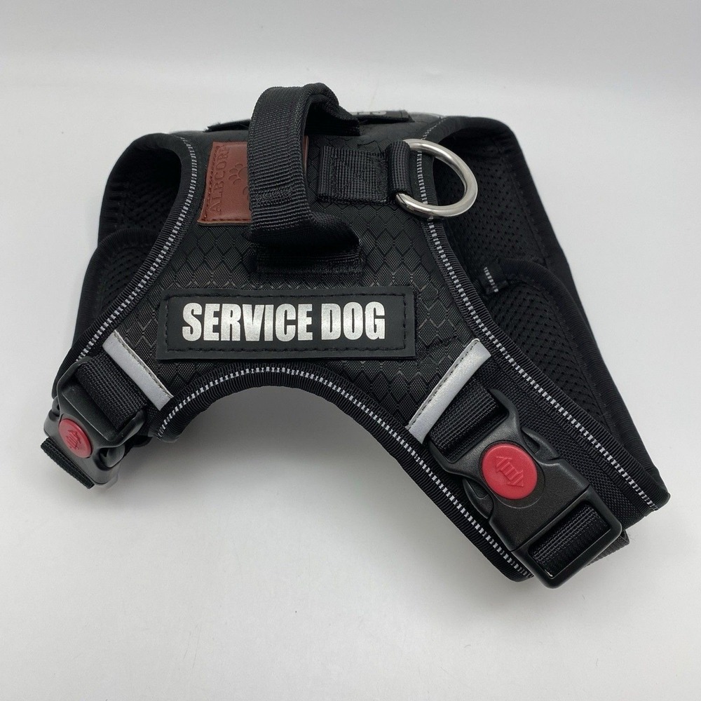 Albcorp Black Nylon Service Dog Vest‎ No-Pull Harness with Handle Size S Small